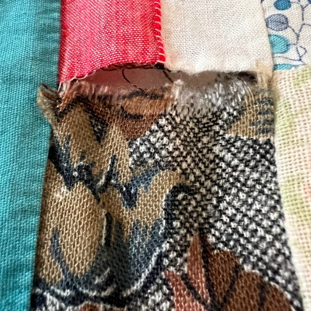 Vintage Handmade Patchwork Quilt Scrappy Multi Color Cotton 90